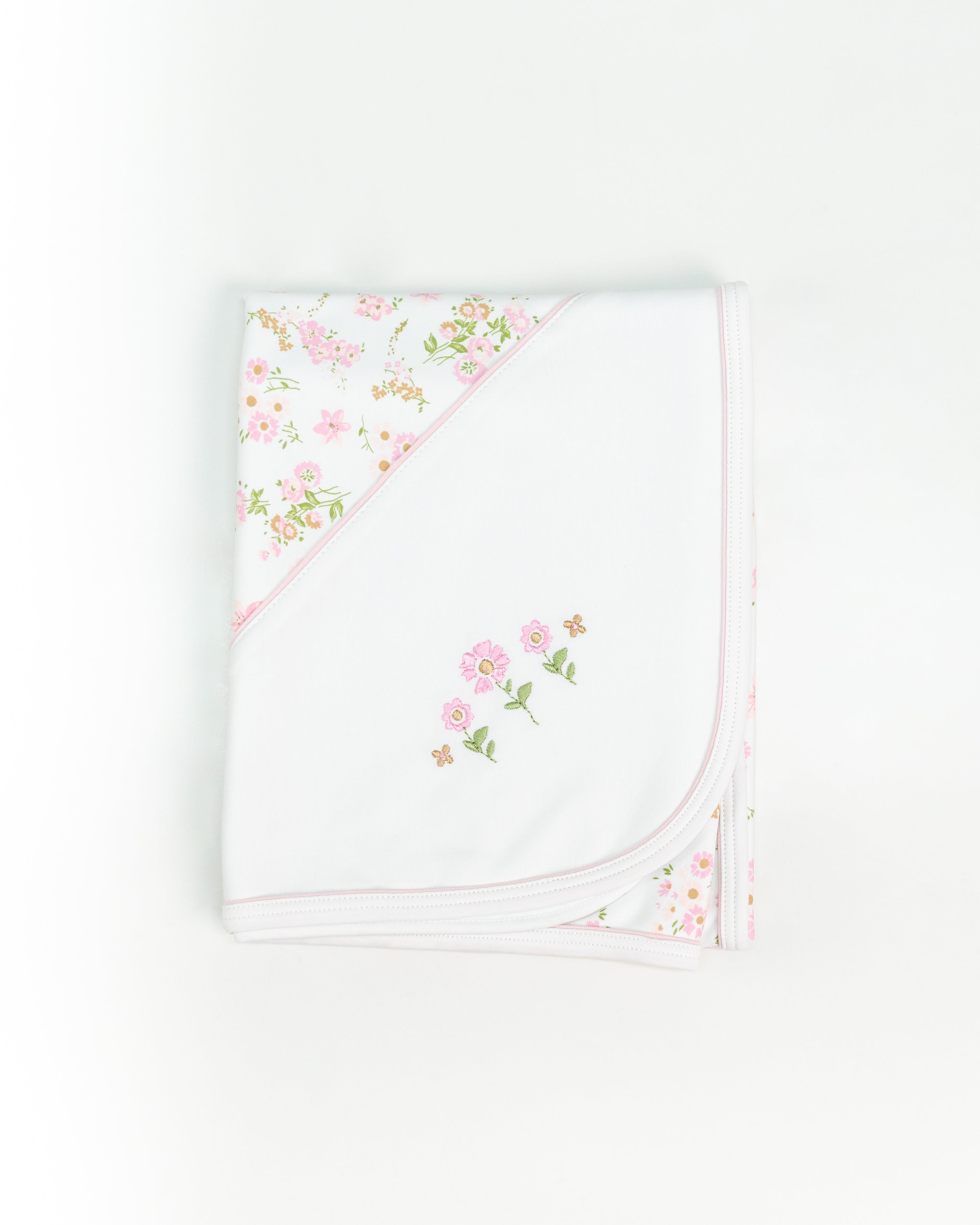 Flower Print & Embroidered Baby Blanket