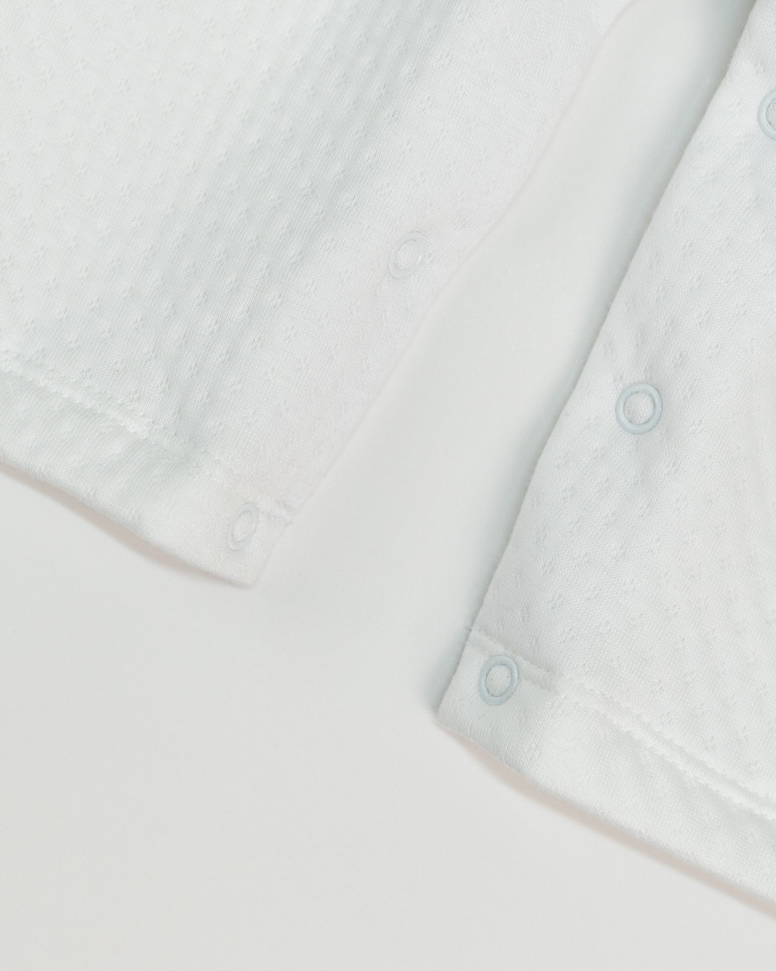 White Jacquard Baby Footie with Embroidered Bear Rider Collar