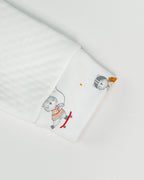 White Jacquard Baby Footie with Embroidered Bear Rider Collar