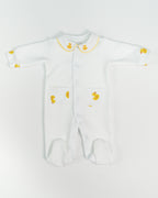 White Jacquard Rubber Duck Embroidered & Printed Footie