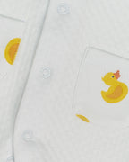 White Jacquard Rubber Duck Embroidered & Printed Footie