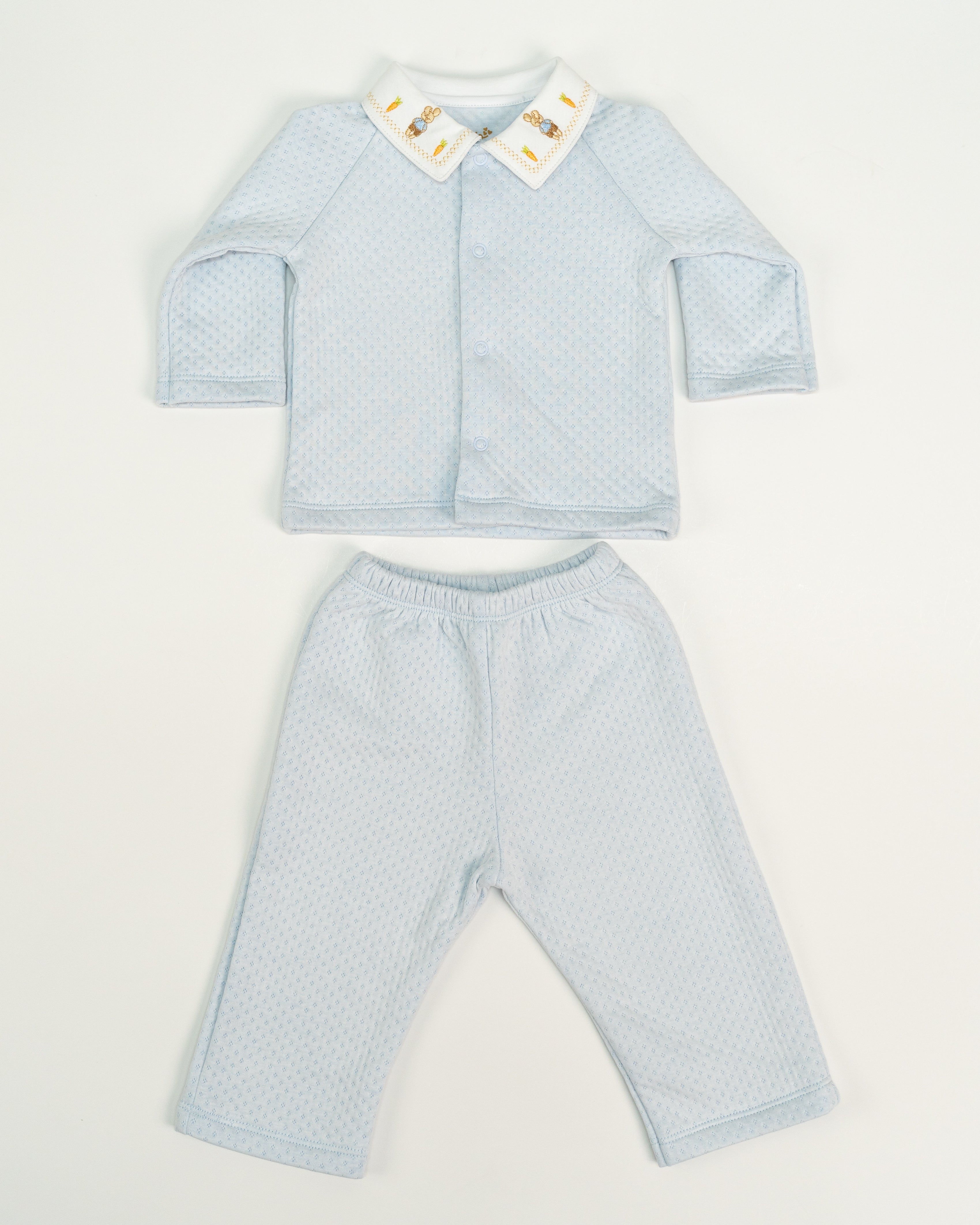 Jacket & Pants Set with Embroidered Bunny Collar