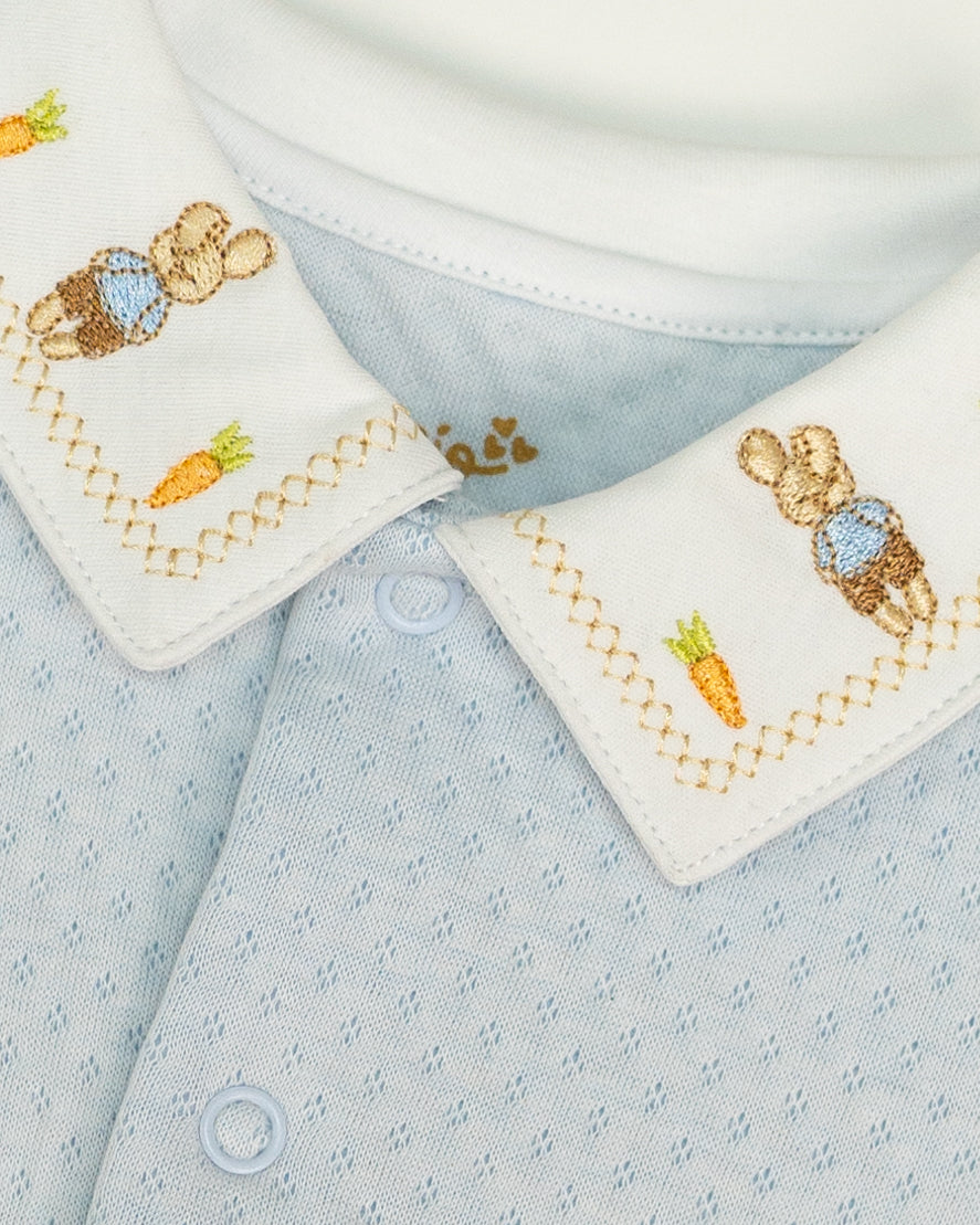 Jacket & Pants Set with Embroidered Bunny Collar