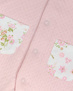 Pink Jacquard Baby Footed with Embroidery Flowers Collar