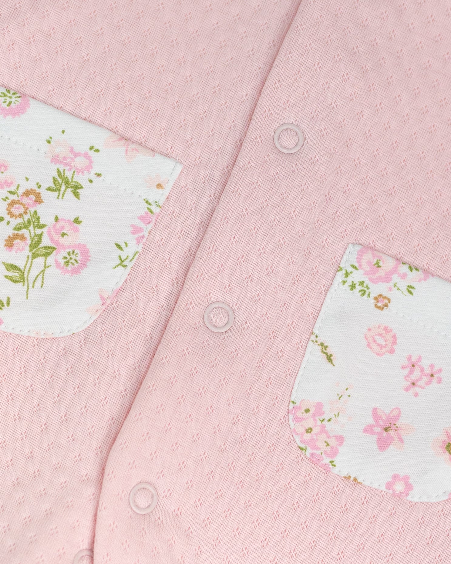 Pink Jacquard Baby Footed with Embroidery Flowers Collar