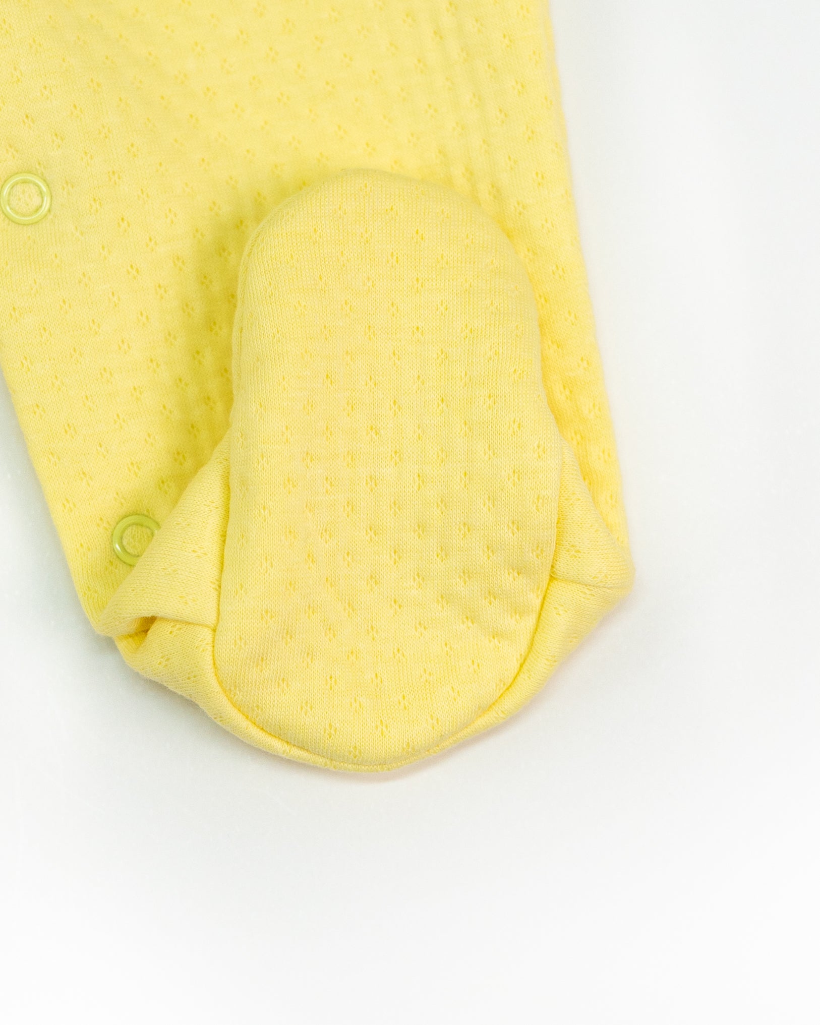Yellow Jacquard Baby Footed Sleeper with Embroidered Rabbit Collar
