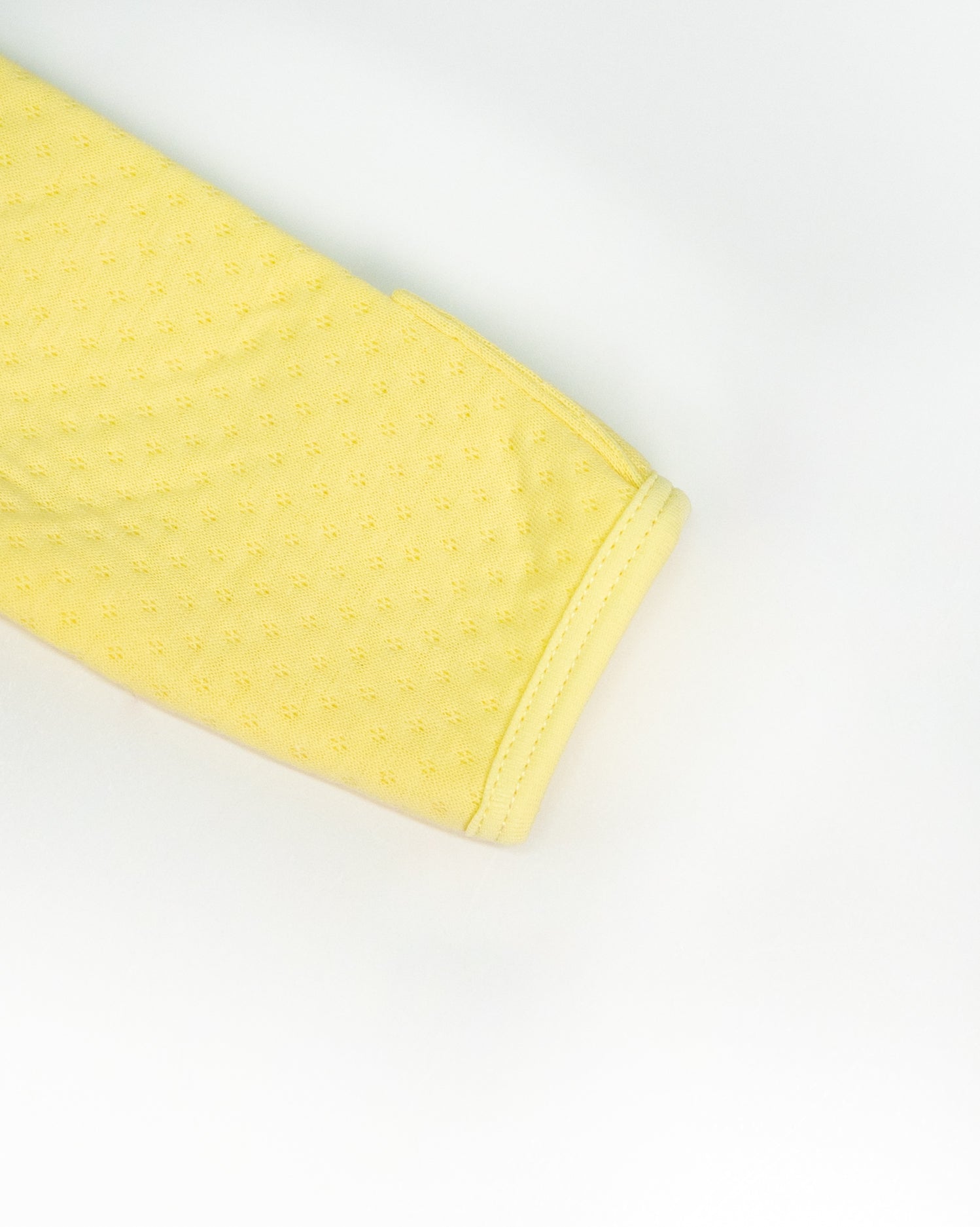 Yellow Jacquard Baby Footed Sleeper with Embroidered Rabbit Collar