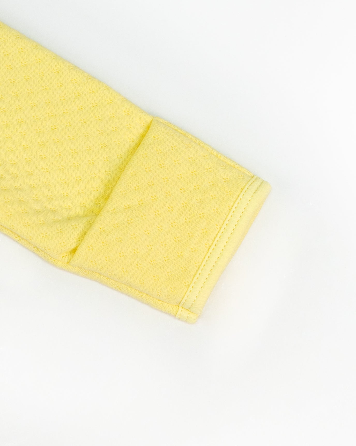 Yellow Jacquard Baby Footed Sleeper with Embroidered Rabbit Collar