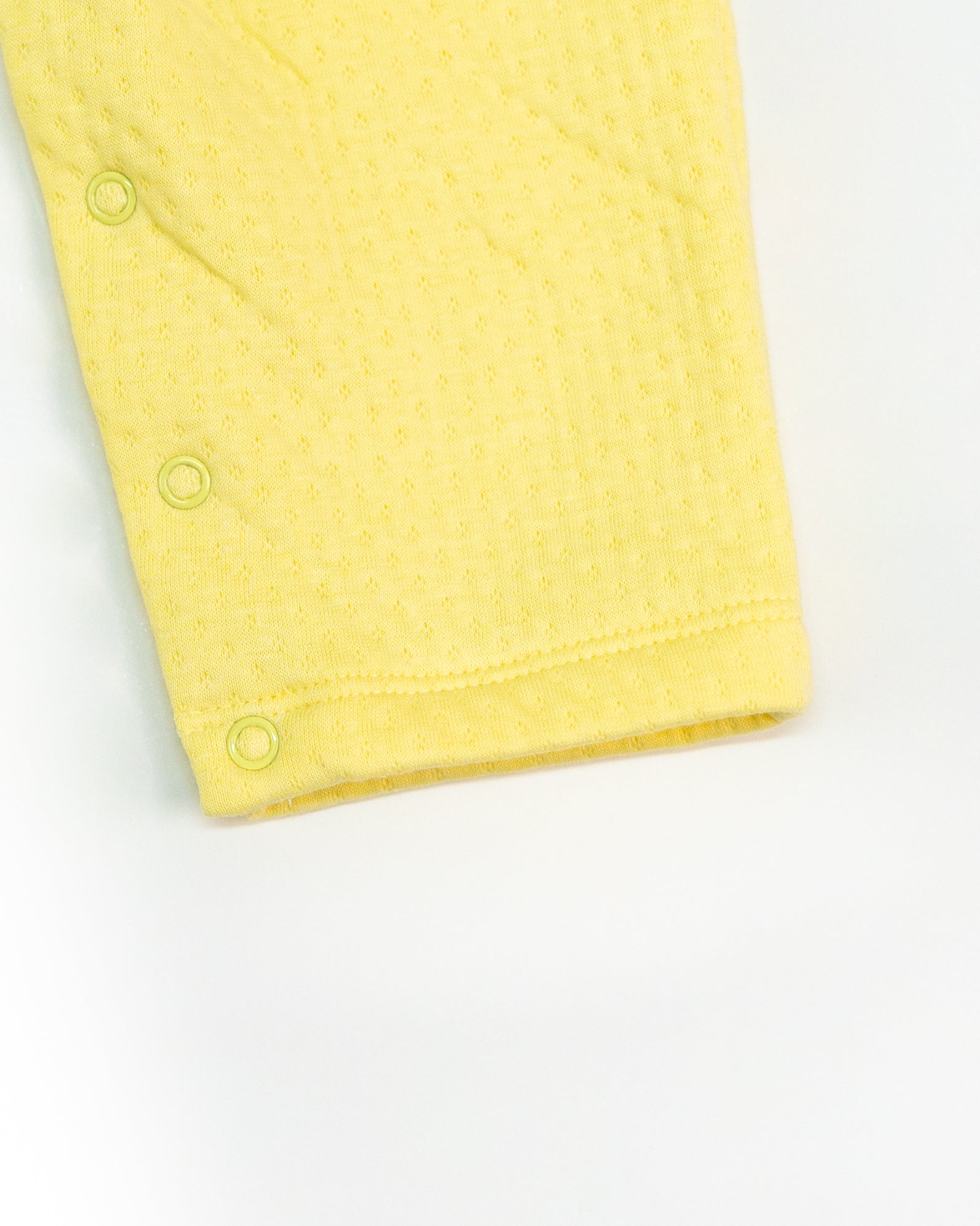 Yellow Jacquard Baby Footed Sleeper with Embroidered Rabbit Collar
