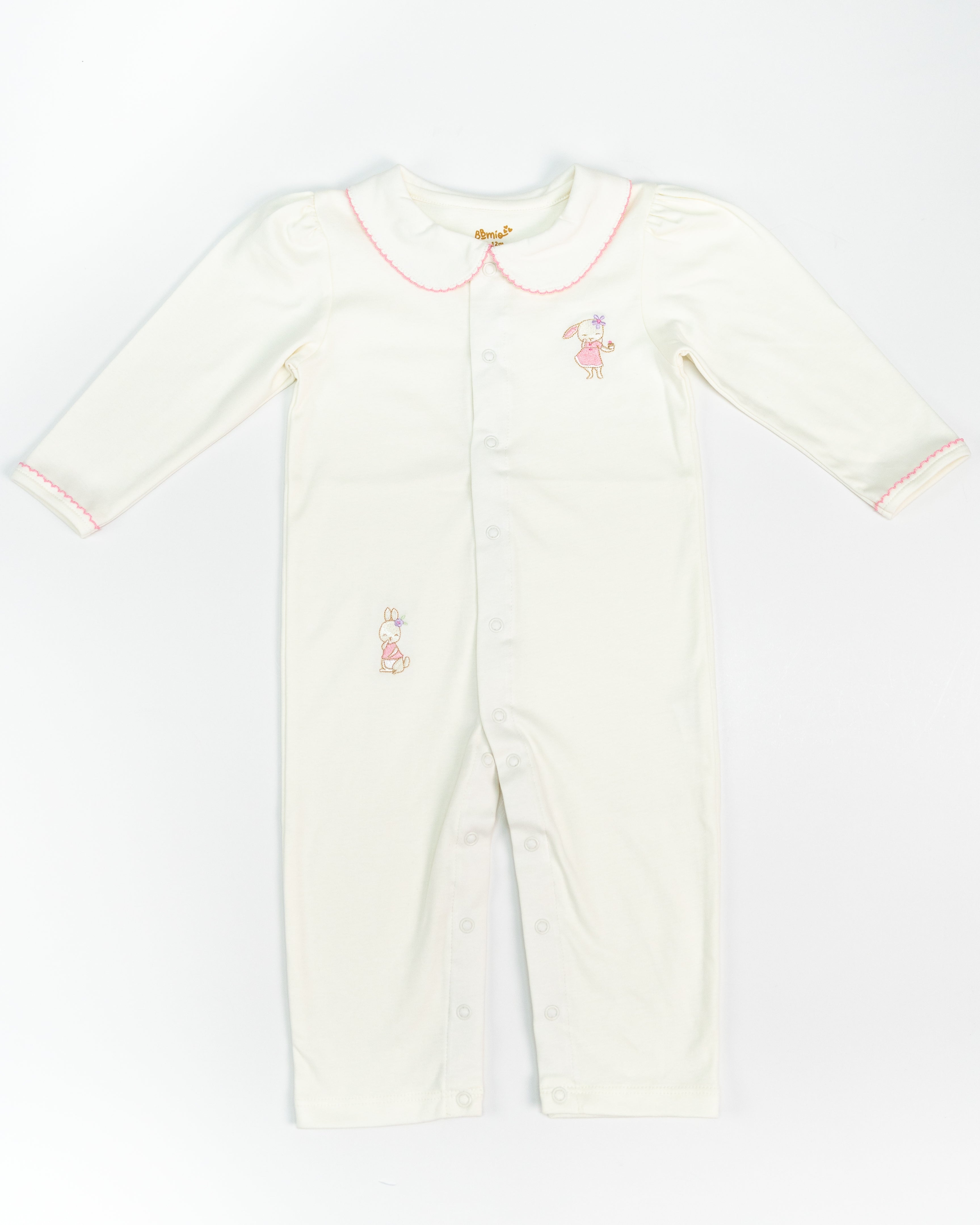 Shy Bunny Embroidered Footie