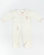 Shy Bunny Embroidered Footie