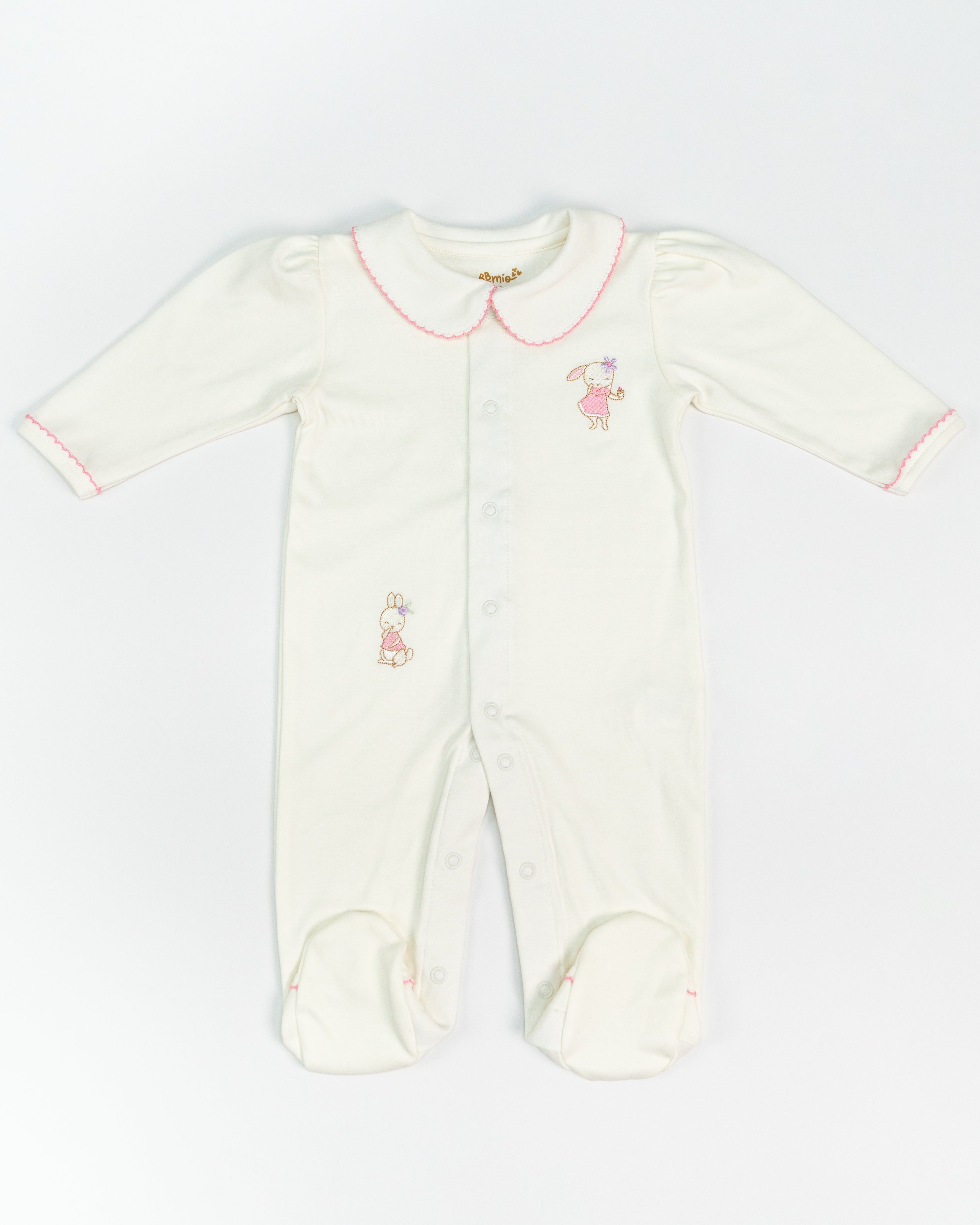 Shy Bunny Embroidered Footie