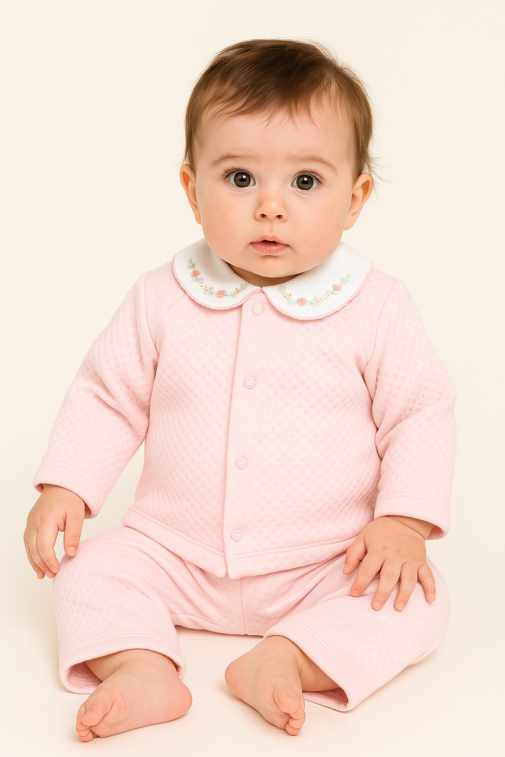 Embroidered Collar Jacket & Pants Set