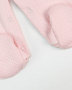 Pink Jacquard Baby Footed with Embroidery Flowers Collar