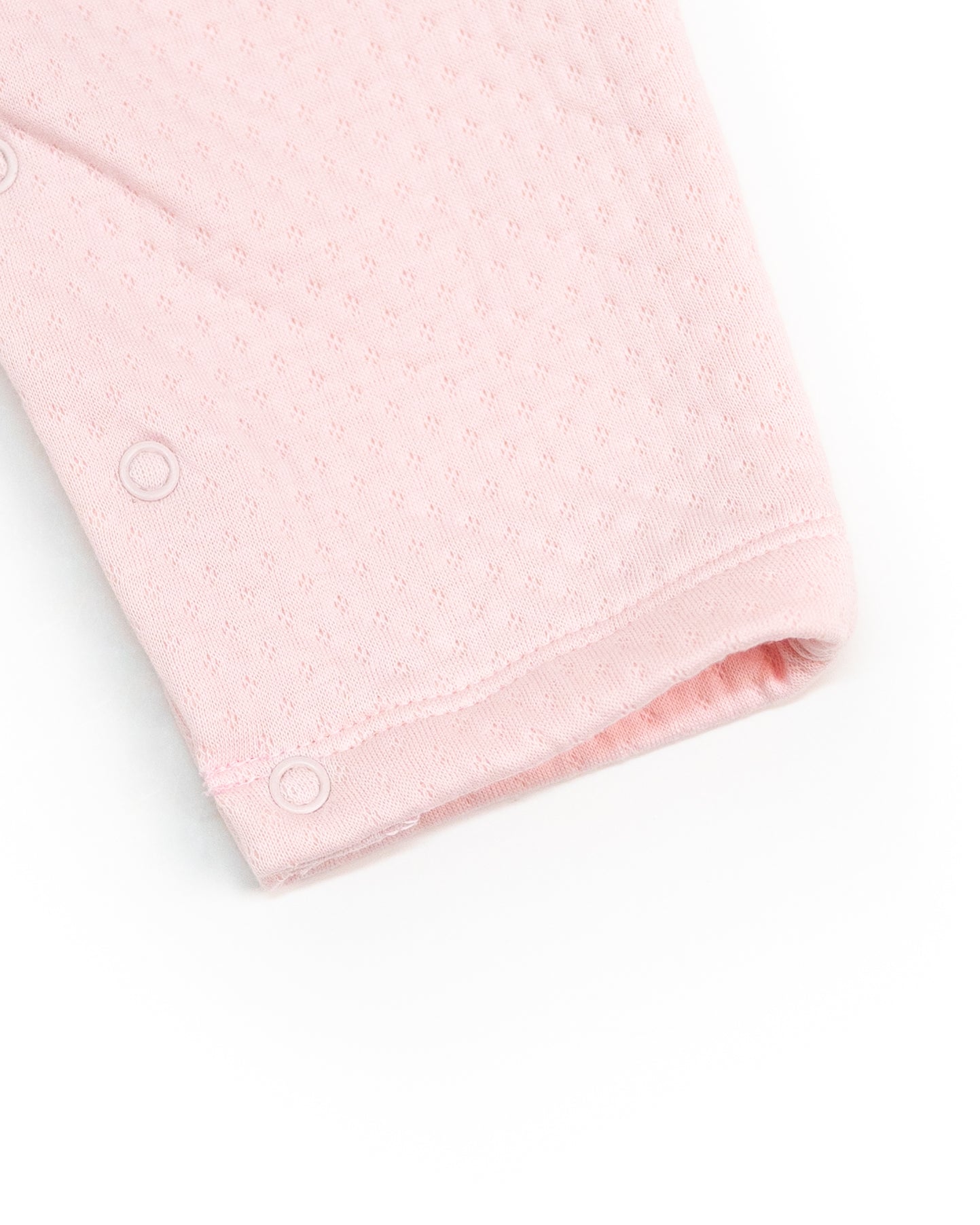 Pink Jacquard Baby Footed with Embroidery Flowers Collar