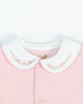 Jacquard Footie with Embroidered Spring Flowers Collar
