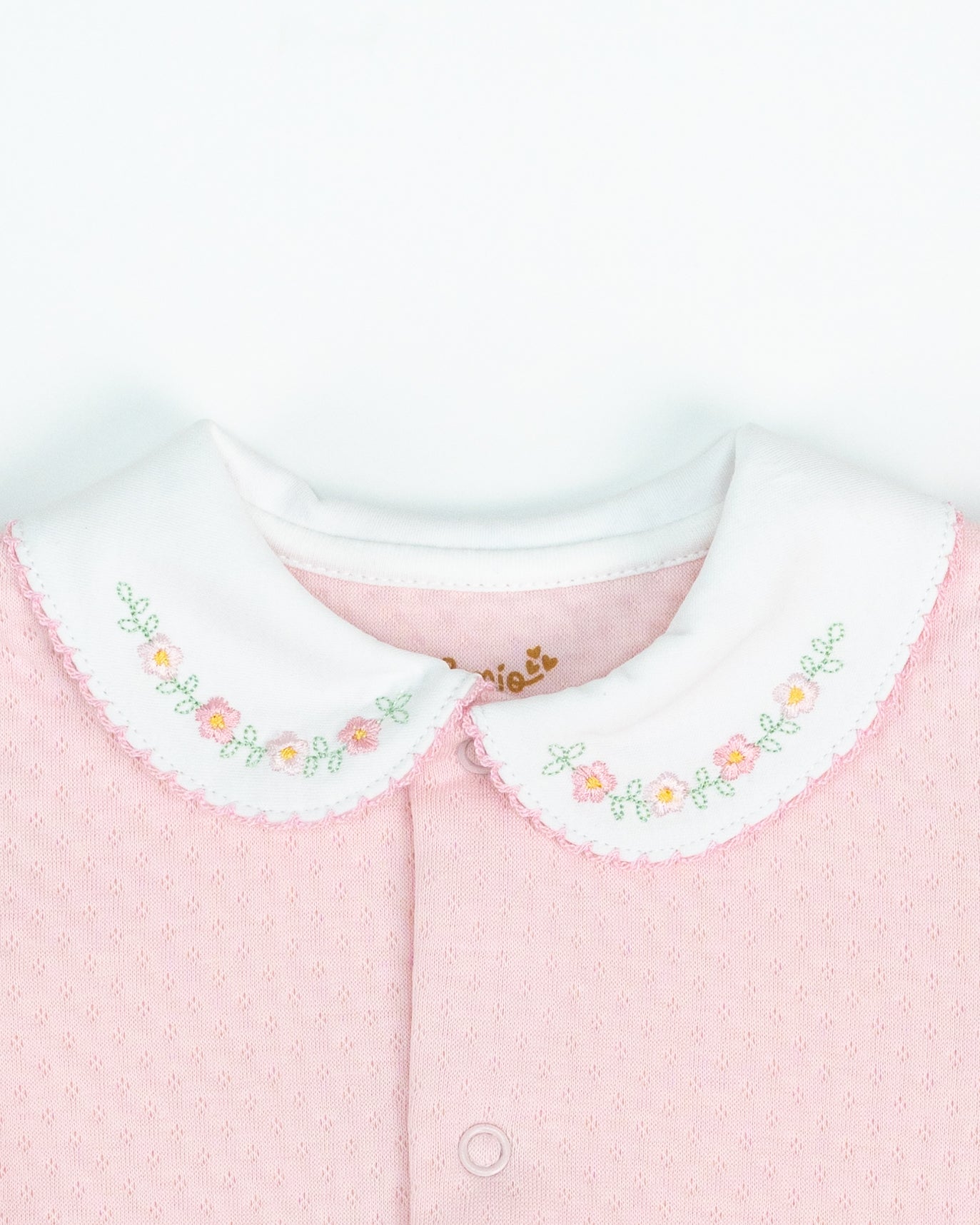 Jacquard Baby Footie with Embroidered Necklace Flowers Collar