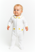 White Jacquard Rubber Duck Embroidered & Printed Footie