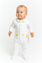 White Jacquard Rubber Duck Embroidered & Printed Footie