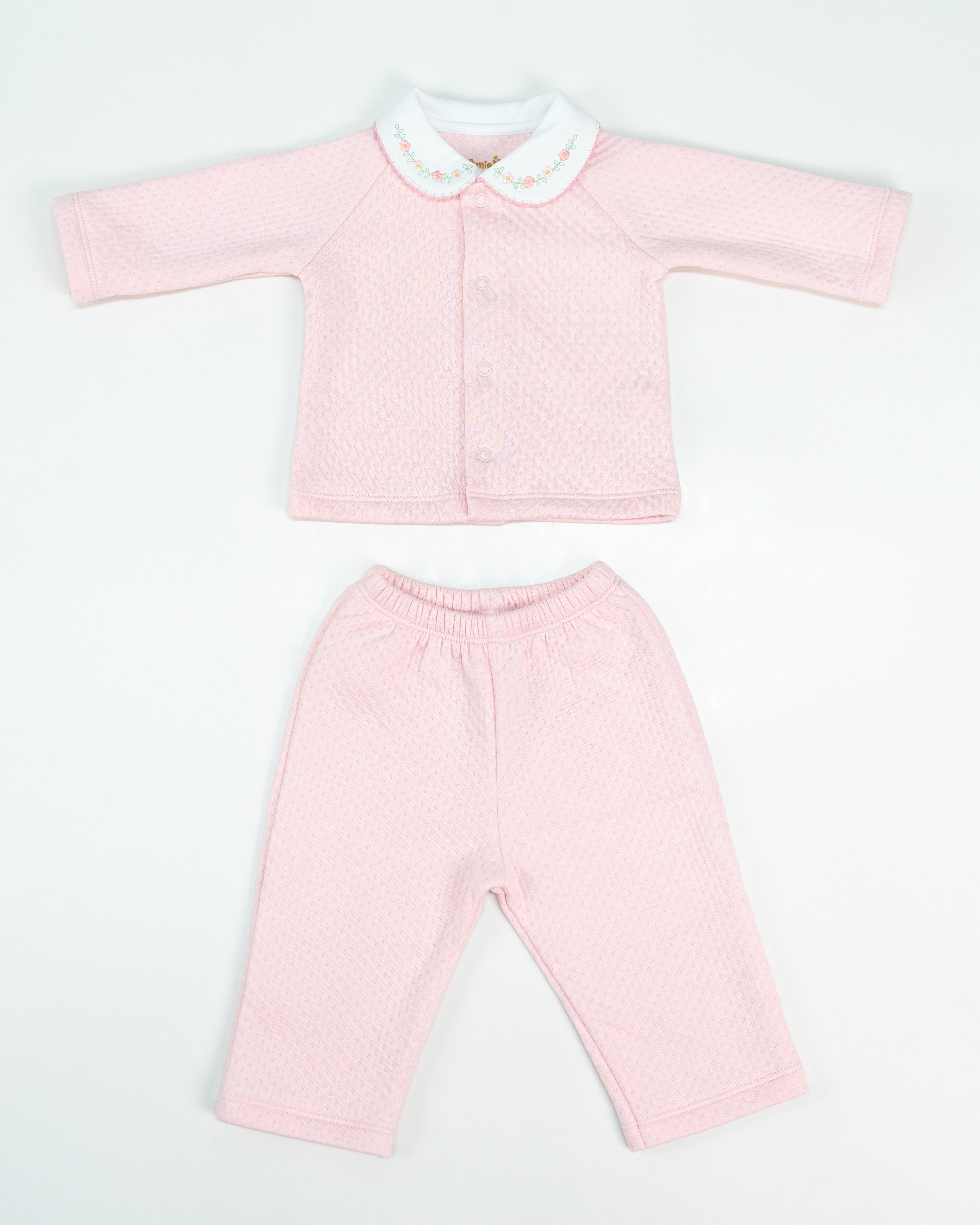 Embroidered Collar Jacket & Pants Set